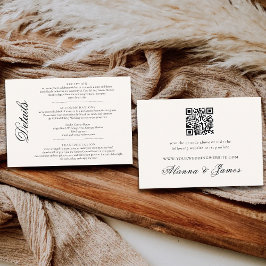 Elegant Black and White Wedding Details & QR RSVP  エンクロージャーカード