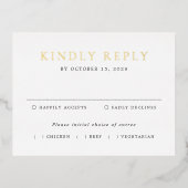 Elegant Black and White Wedding Foil RSVP Card 箔招待状ポストカード (正面)