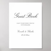 Elegant Black and White Wedding Guest Book  ポスター (正面)