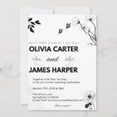 Elegant Black and White Wedding Invitation 招待状 (正面)