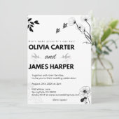 Elegant Black and White Wedding Invitation 招待状 (スタンド正面)