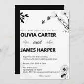 Elegant Black and White Wedding Invitation 招待状 (正面/裏面)