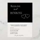 Elegant Black and white Wedding Invitation Silver 箔招待状 (正面)