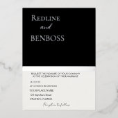 Elegant Black and white Wedding Invitation Silver 箔招待状 (正面)