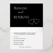 Elegant Black and white Wedding Invitation Silver 箔招待状 (正面)