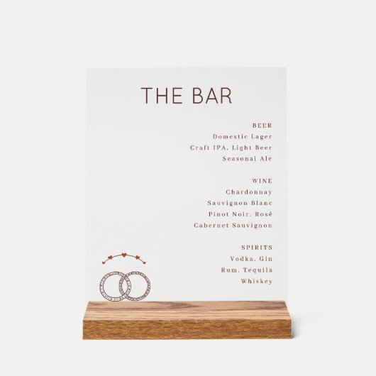 Elegant Black and White Wedding Menu アクリルサイン (正面)