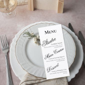 Elegant Black and White Wedding Menu Card メニュー