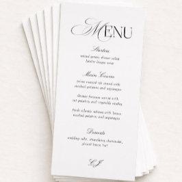 Elegant Black and White Wedding Menu Card 招待状