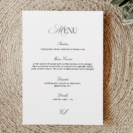 Elegant Black and White Wedding Menu Card 招待状