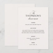 Elegant Black and White Wedding Menu Card 招待状 (正面/裏面)