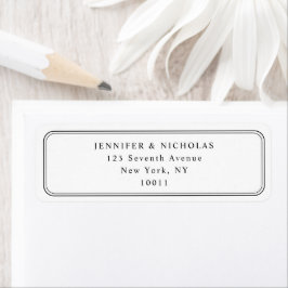 Elegant Black And White Wedding Return Address ラベル