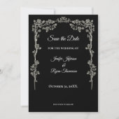 Elegant black and white wedding save the date 案内状 (正面)
