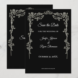 Elegant black and white wedding save the date 案内状