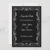 Elegant black and white wedding save the date 案内状 (正面)