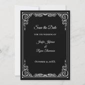 Elegant black and white wedding save the date 案内状 (正面)