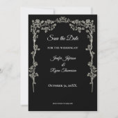 Elegant black and white wedding save the date 案内状 (正面)