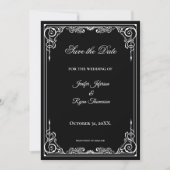 Elegant black and white wedding save the date 案内状 (正面)