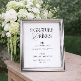 Elegant Black and White Wedding Signature Drinks ポスター
