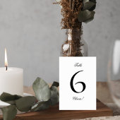 Elegant Black and White Wedding Table Number Sign テーブルナンバー
