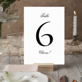 Elegant Black and White Wedding Table Number Sign テーブルナンバー