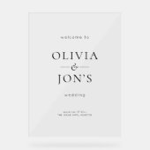 Elegant Black and White Wedding Welcome  アクリルサイン (正面)