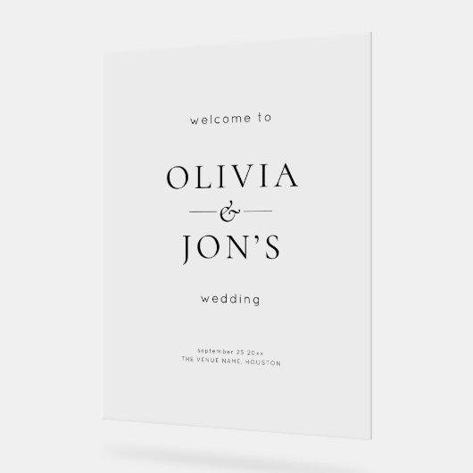Elegant Black and White Wedding Welcome  アクリルサイン (傾斜)