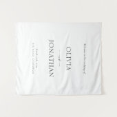 Elegant Black and White Wedding Welcome Fabric タペストリー (正面(横))