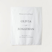 Elegant Black and White Wedding Welcome Fabric タペストリー (正面)