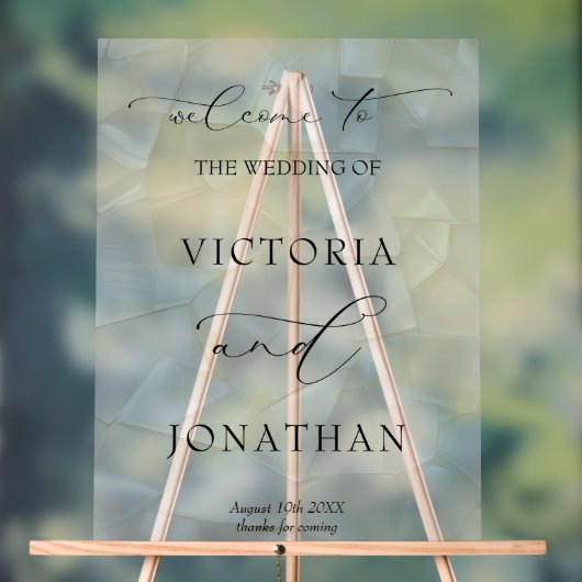 Elegant Black and White Wedding Welcome Sign アクリルサイン (ニュートラル)