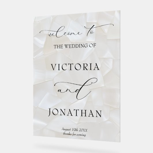 Elegant Black and White Wedding Welcome Sign アクリルサイン (傾斜)
