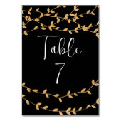 Elegant Black and White with Gold Leaves Wedding テーブルナンバー (裏面)