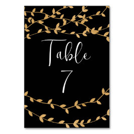 Elegant Black and White with Gold Leaves Wedding テーブルナンバー
