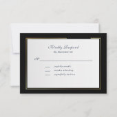 Elegant Black Background Gold Frame RSVP (正面)