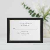 Elegant Black Background Gold Frame RSVP (スタンド正面)