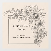 Elegant Black Beige Floral Frame Nail Hair Salon  ウィンドウサイン (シート)