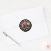 Elegant black birthday sticker  ラウンドシール (封筒)