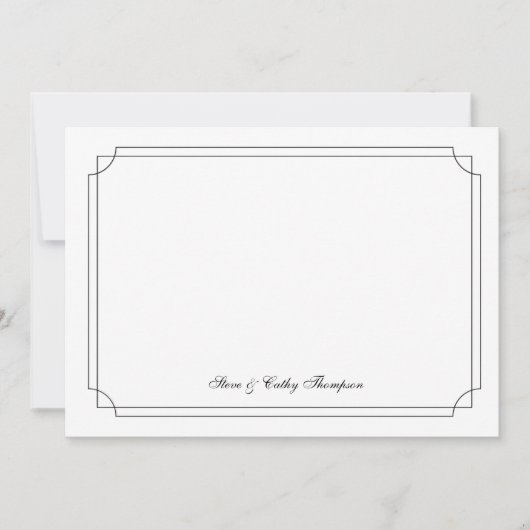 Elegant Black Border on White Custom Notecard カード (正面)