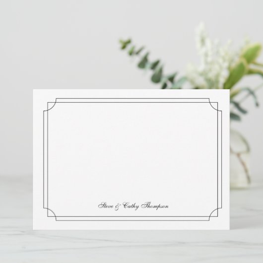 Elegant  Black Border on White Custom Notecard カード (スタンド正面)