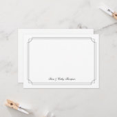 Elegant Black Border on White Custom Notecard カード (正面/裏面インサイチュ)