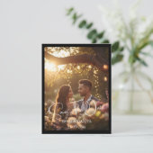 Elegant Black Border Photo Modern White Script セーブザデート (スタンド正面)