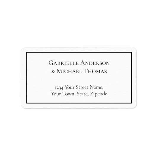 Elegant Black Border White Text Address Labels ラベル (正面)
