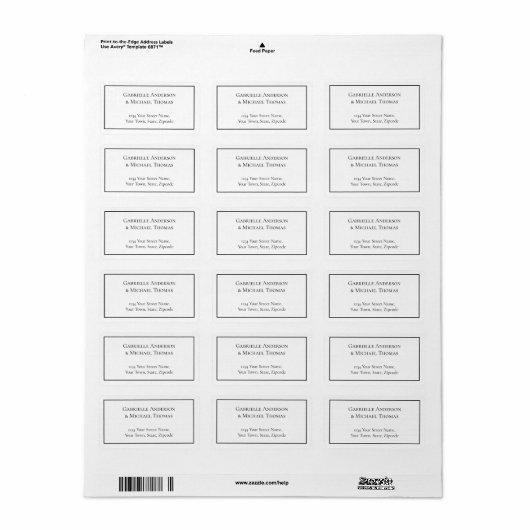 Elegant Black Border White Text Address Labels ラベル (フルシート)