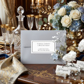 Elegant Black Border White Text Address Labels ラベル