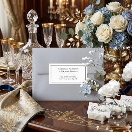 Elegant Black Border White Text Address Labels ラベル