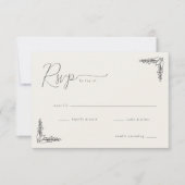 Elegant Black Botanical RSVP (正面)