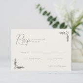 Elegant Black Botanical RSVP (スタンド正面)