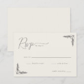 Elegant Black Botanical RSVP (正面/裏面)