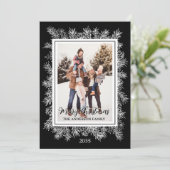 Elegant Black Botanical Vintage Frame Christmas シーズンカード (スタンド正面)