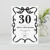 Elegant black bow 30th birthday invitation 招待状 (スタンド正面)