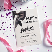Elegant Black Bow 50th Birthday Invitation 招待状